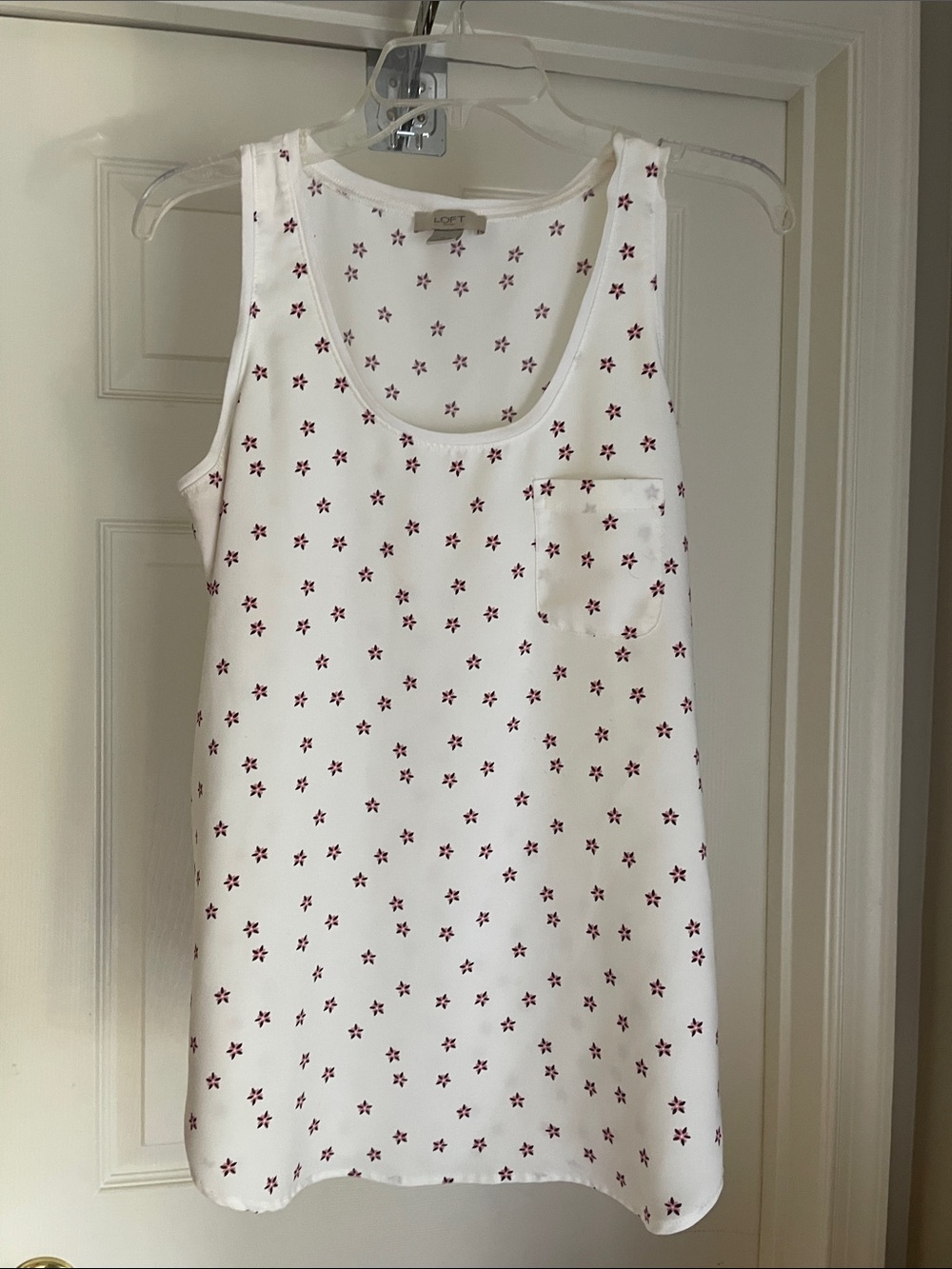 LOFT White Tank with Maroon Star Motif